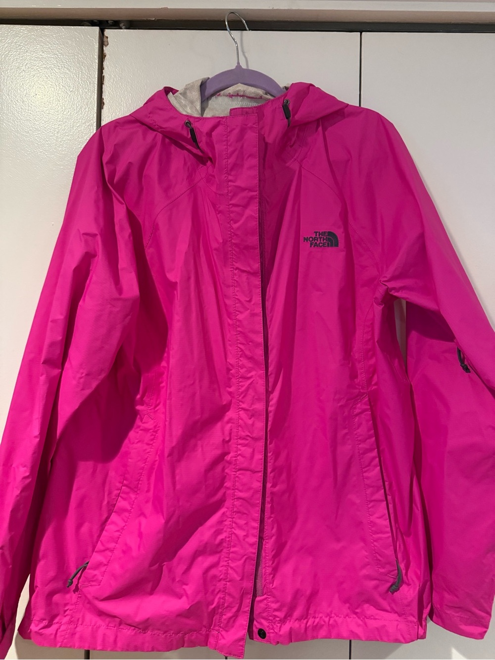 The North Face Women's Hot Pink Hooded rain coat
